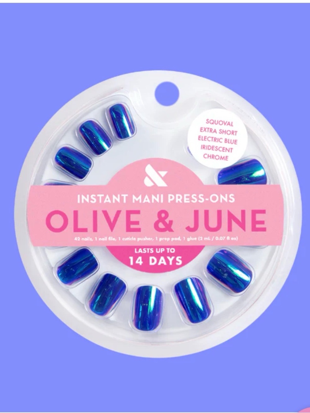 Olive & June Electric Blue Iridescent Chrome Press-On Nails ✨💙✨